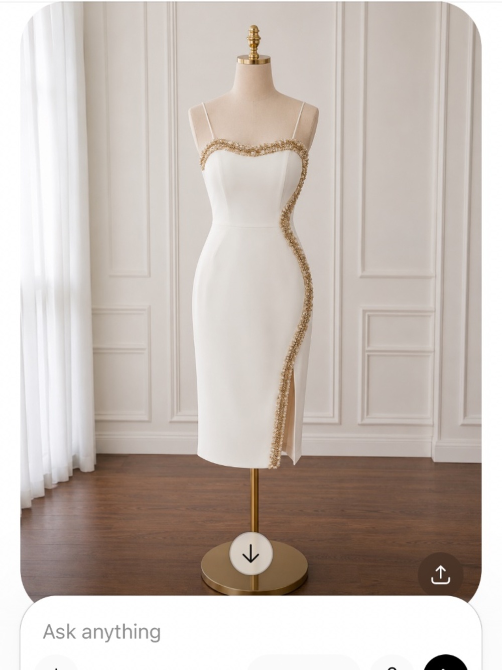 Size 4 Terani Couture Beaded Trim Strapless Crepe Sheath Midi Dress - Picture 2 of 2